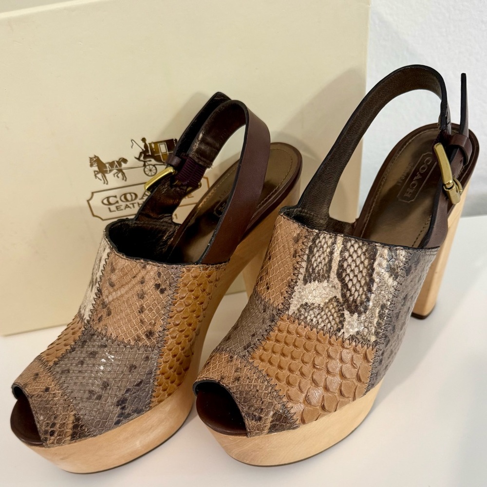 COACH Petrina Snake Print Platform Sandals RARE - Picture 3 of 12